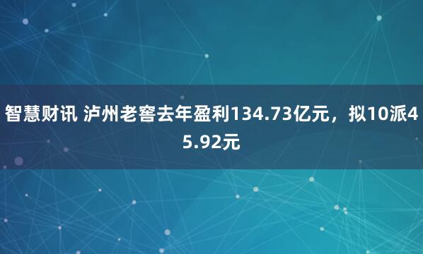 智慧财讯 泸州老窖去年盈利134.73亿元，拟10派45.92元