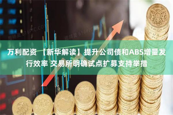 万利配资 【新华解读】提升公司债和ABS增量发行效率 交易所明确试点扩募支持举措